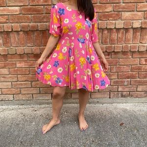 Pink floral summer dress